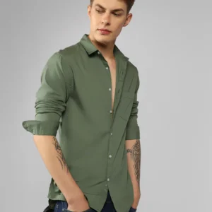 Men Regular Fit Self Design Button Down Collar Casual Shirt