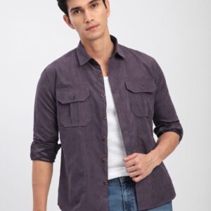 Plum Wine Panel Suede Shirt